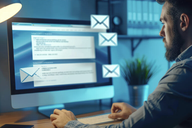 Business email on screen